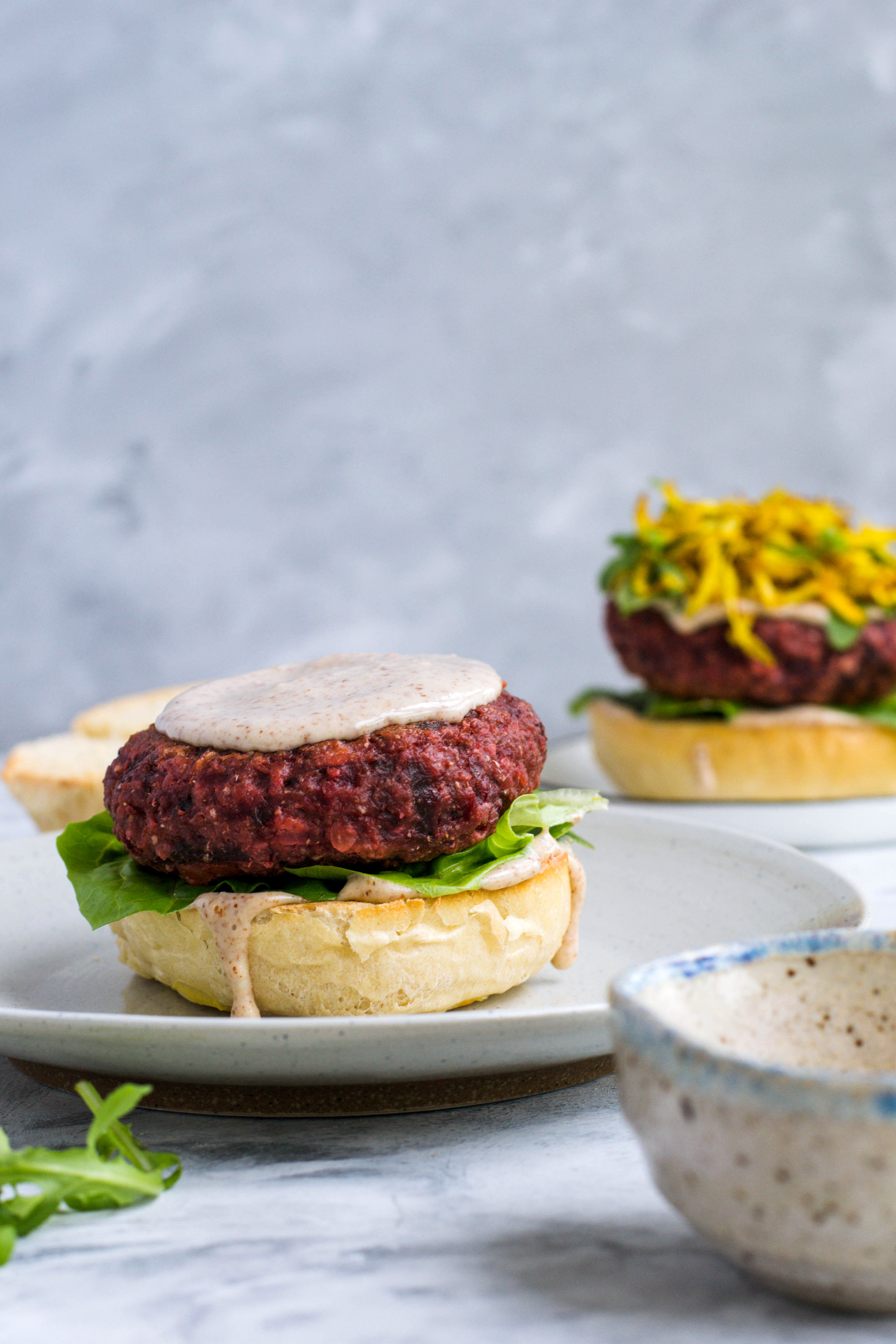 Lentil and beetroot veggie burgers (recipe and photos from amatterofnourishment.com)