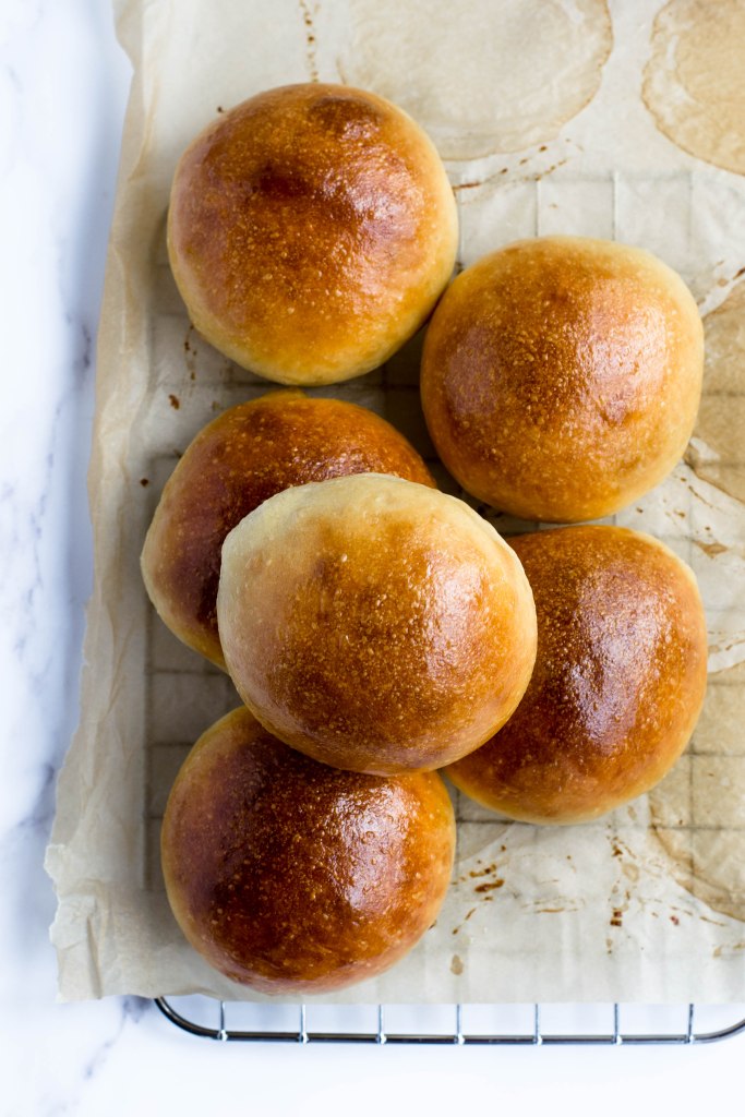 Homemade soft brioche burger buns