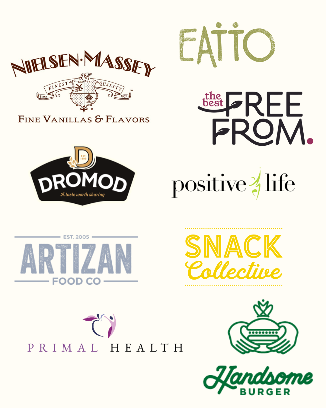 Logos and names of food and wellness businesses from past clients