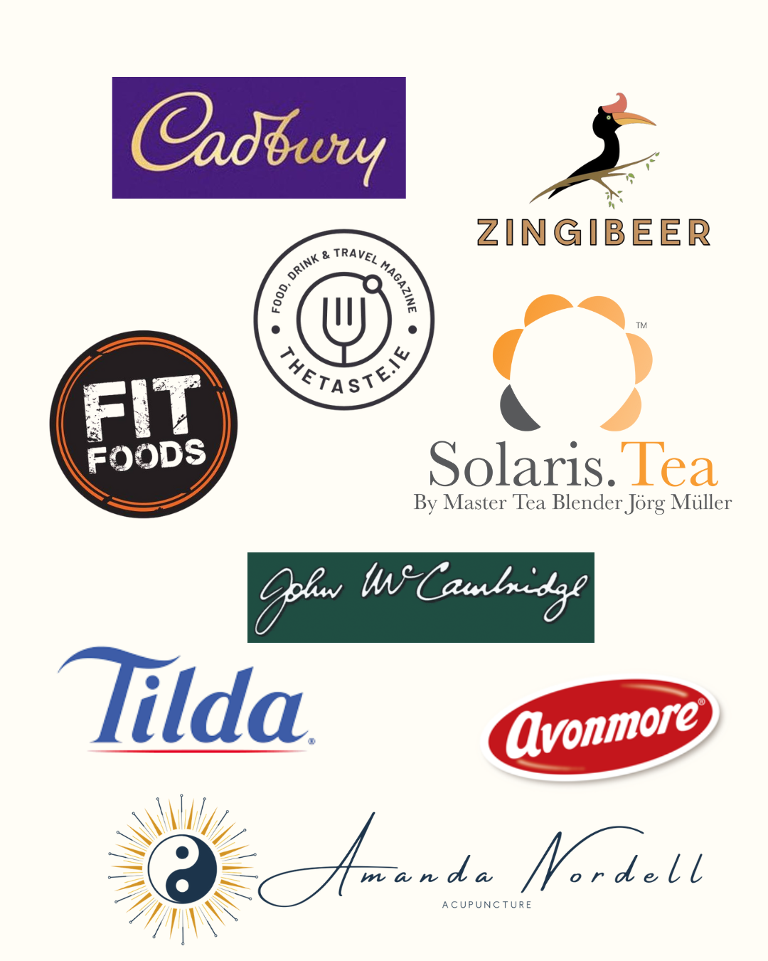 Logos and names of food and wellness businesses from past photography, content creation and social media clients