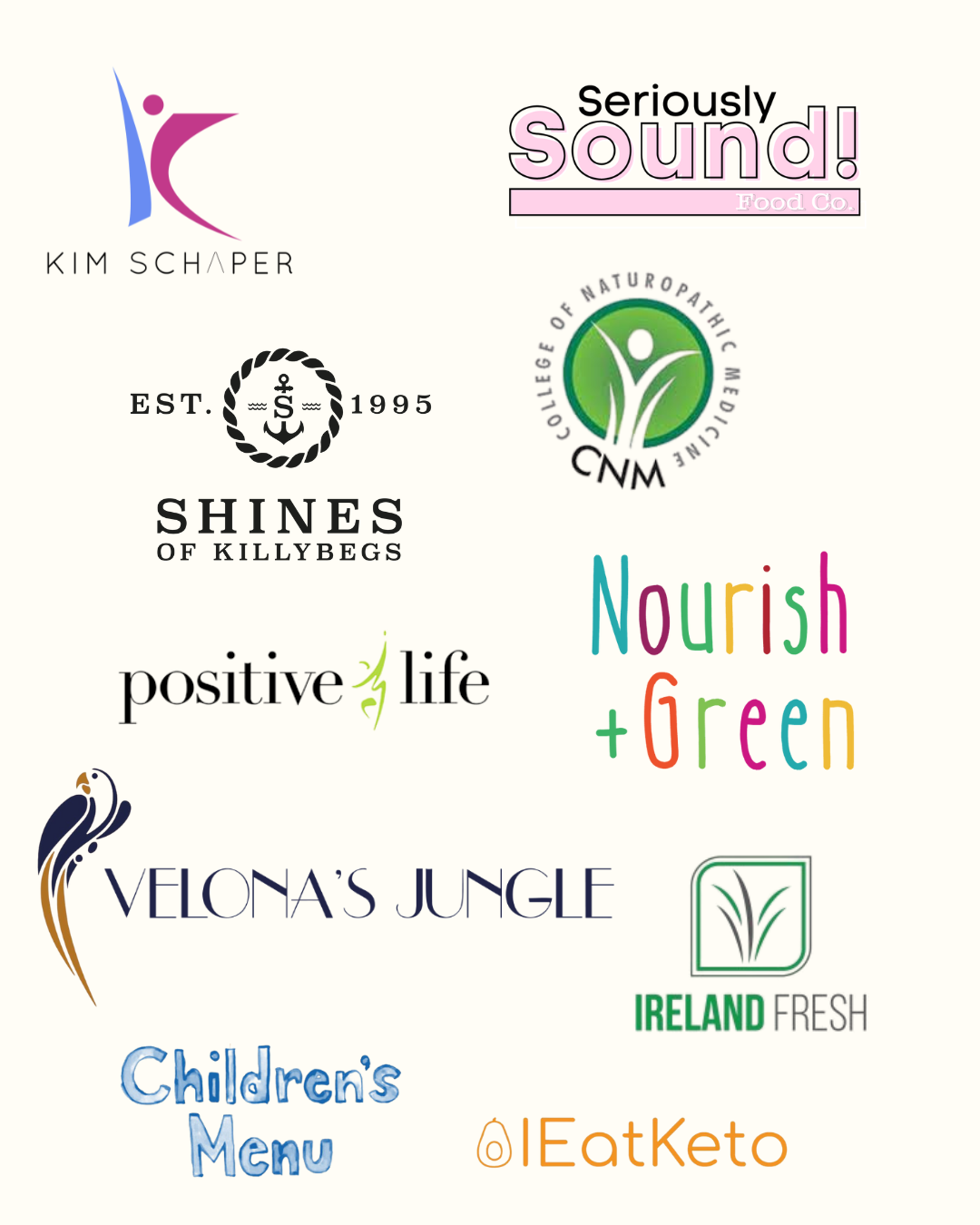Logos and names of food and wellness businesses from past photography, videography, content creation and social media clients