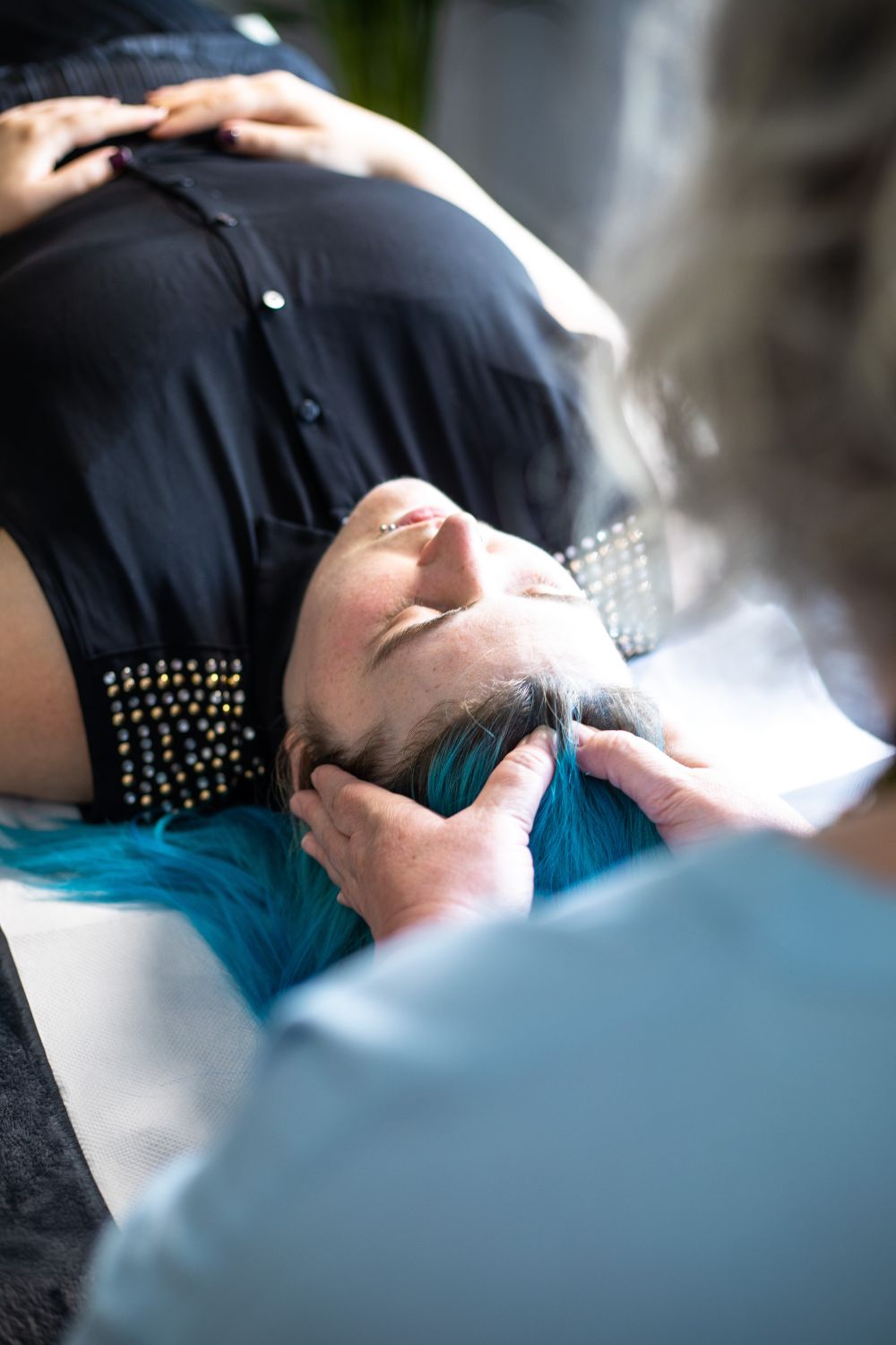 Woman receiving facial treatment at Amanda Nordell's Dublin wellness studio. Brand photography by Chiara Gianelli.